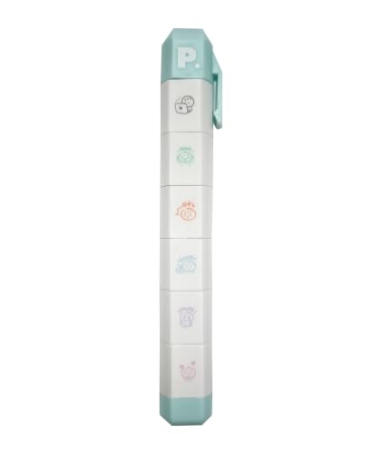 6-in-1 Retractable Pre-Inked Pen Roller Stamp – Task & Study Theme Self-Inking Stamp Set Includes DDL Deadline, Good, Study, Love, Work, Task – Rotatable Detachable Design for Students, Planners