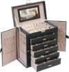 6-Layer Jewelry Boxes for Women with 5 Drawers and Necklace Storage