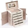 6-Layer Jewelry Boxes for Women with 5 Drawers and Necklace Storage