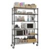 6-Tier Disassembly Storage Shelves with Wheels, 81.8in Adjustable Kitchen Shelving Unit with Hook Bracket, Load Capacity 150 Lbs, NSF-Certified for Closet Pantry Basement