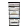 6-Tier Rolling Storage Cart with Clear Drawer, Movable Storage Tower, Black