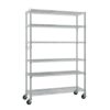 6-Tier Steel Wire Shelving Unit with Wheels – Heavy-Duty Commercial Storage Rack, Chrome Finish