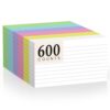 600 Count Index Cards 3 x 5 Inch Colored Lined Flash Cards Ideal for Studying and To-do-List, Portable Note Cards Taking for Students and Teachers, Flash Card Styled for Home, Office or School Use