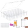 60 Grids Bead Organizers, 60 Slot Round Jar Organizers for Diamond Art Bead Storage, Transparent Nail Diamond Box Case for Small Accessories, with Label Stickers