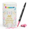 60 Markers for Adult Coloring Books No Bleeding Fine and Brush Tip Markers