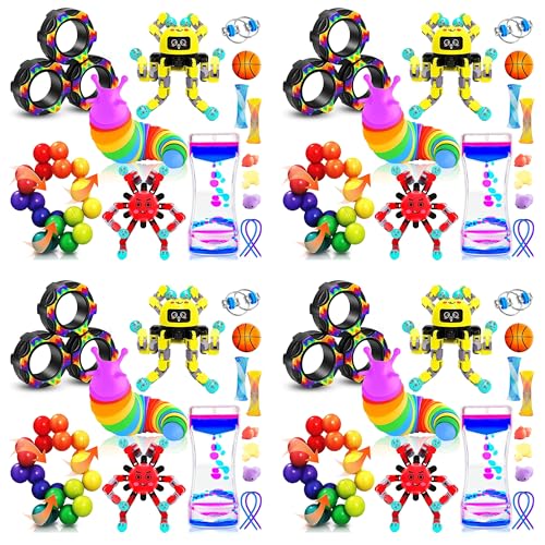 60Pack Fidget Toys Bulk for Adult Kids Age 5-7, 8-12, Sensory Autism Travel Must Have ADHD Autistic Figette Classroom Treasure Prize Box School Must Have Stress Anxiety Easter Basket Stuffers Gifts