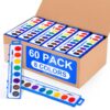 60 Pack Watercolor Paint Set Bulk for Kids, 8 Colors Washable Water Colors