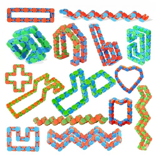 60pcs 24 Links Wacky Tracks Fidget Toys, Snap and Click Sensory Toy Chains, Finger Snake Puzzles for Stress Relief, Kids Birthday Party Favors, Goodie Bag Fillers, Classroom Prizes Assortment