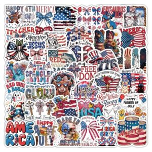60PCS 4th of July Stickers, American Flag Patriotic Stickers, God Bless America Decalsfor Water Bottles, Laptop, Tumbler, Scrapbook, Patriotic Independence Day & Party Favors Decorations