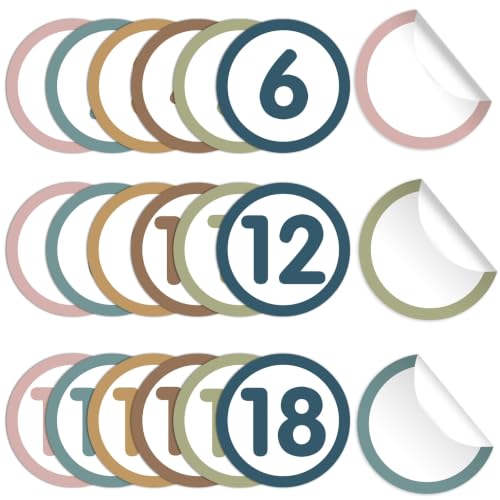 60Pcs 6in Floor Stickers for Classroom Morandi Line up Number Spot Vinyl Floor Carpet Decorations Removable Round Stickers Markers for Teachers Students Elementary School and Preschool Supplies