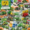 60 Pcs Garbage Truck Stickers Decals for Kids Boys Girls, Cute Garbage Truck Stickers Waterproof for Water Bottle Laptop Skateboard Helmet Luggage, Vinyl Stickers Pack