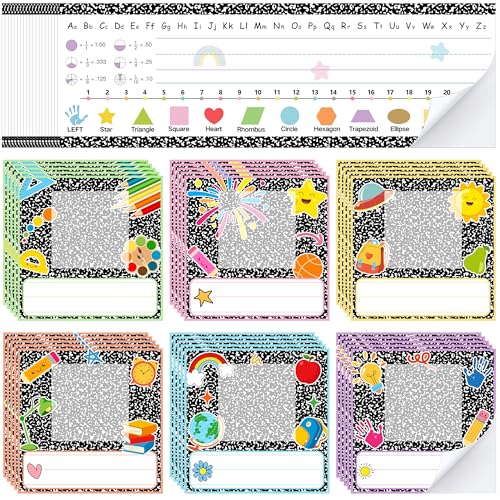 60 Pcs Kid Photo Desk Nameplates Set, Composition Classroom Photo Name Tags and Desk Name Tags, Self-Adhesive Student Name Plates for Back to School Preschool Elementary Teaching Supplies