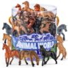60 Pcs Mini Plastic Horse Toy Set with Gift Box, Realistic Small Horse Figurines, Miniature Animal Figures, Sensory Bins, Cake Topper, Horse Party Favor, Decorations, Birthday Gift for Boy Girl