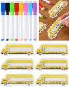 60Pcs School Bus Dry Erase Magnetic Labels Magnetic Locker Name Plates Stickers Student Name Tags for Classroom Desks School Whiteboards-B