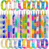 60 ﻿Pcs Silicone Pop Bracelet Bubble Keychain Fidget Toys, Simple Dimple Sensory Bulk Set, Party Favors Classroom Prizes, Easter Basket Stuffers Christmas Valentine Gifts for Kids Students