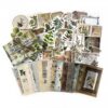 60PCS Vintage Green Forest Junk Journal Supplies Kit, Botanical Collage Paper & Stickers Set Craft Paper, Sulphate Paper, for Scrapbooking, Journaling, Planner.
