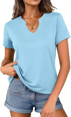 JUSTFASHIONNOW Women's V Neck Cotton T-Shirts