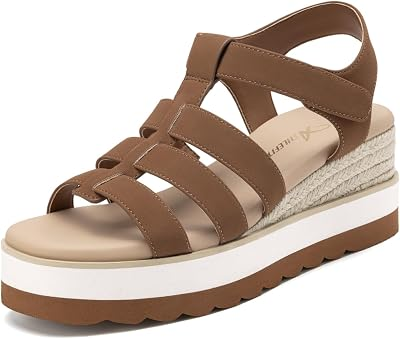 ATHLEFIT Espadrille Low Wedge Sandals