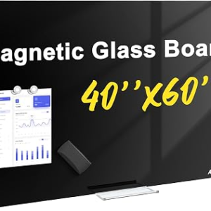 AFAMT Magnetic Dry Erase Board, 40″ x 60″ Glass Whiteboard, 4mm Tempered Glass, Strong Magnetic Surface, No Ghosting, Large Frameless Mounted Glass White Board for Office, Home, School