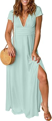 ANRABESS Deep V Neck Short Sleeve Dresses