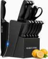 HENKELIVING 14-Piece Black Kitchen Knife Block Set