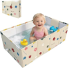 Baby Bathtub, 5-Layer Anti-Tear Foldable Toddler Bath Tub with Padded Bottom Drain Plug, Portable Collapsible Baby Bath for Travel, Shower, Sink, Indoor & Outdoor, 6 Months to 5 Years