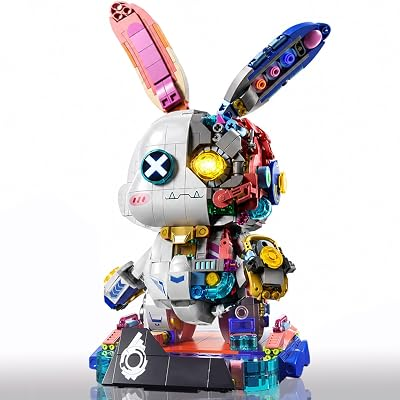 Fernhap Bunny Building Blocks Mechanical Rabbit Kit with LED Glowing Eyes