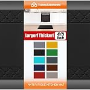 4/5 Inch Thicker Kitchen Mats for Floor Non-Slip Anti Fatigue Comfort Mat Waterproof Kitchen Rug for Sink, Office,Home Stain Resistant Standing Desk Rugs-17.3″x 47″, Black