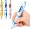 Write Right Learning,Pencil Kids Handwriting Gripper,Posture-Correcting Pen with Automatic Refill, Posture Correction Training Writing, 12 Replacement Refillers. (Blue)