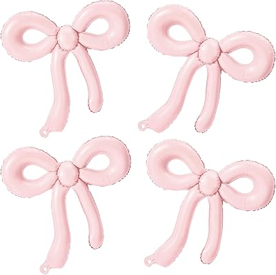 NUTTYBASH 4Pcs Pink Bow Balloons