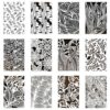 6 / 12Pcs PET Stencils 12x8in Leaves Flower Drawing Templates for Painting Art Wall Decoration Messy Floral Geometric Stencil
