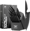 Haugo Kitchen Knife Set With Block, 15-Piece 304Stainless Steel Professional Knives, Dishwasher Safe And Sharpener, Comfortable Grip Reduces Hand Fatigue 30%, Black Knife Set For Cooking
