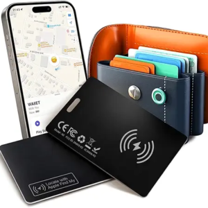 Ultra-Thin Wallet Tracker Card 0.07in 1 Pack Apple MFi Certified – Credit Card Size Tracker Tag Works with Apple Find My IP68 Waterproof Rechargeable Item Locator for Keys, Bags, Wallet(iOS Only)