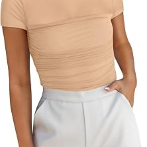 ANRABESS Sexy Mock Turtle Neck Short