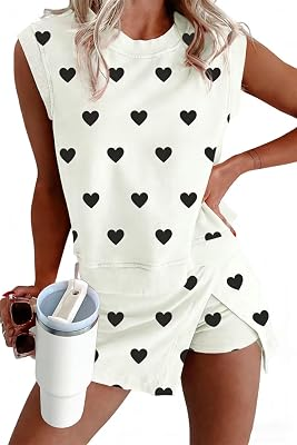 KEVAMOLLY Women Polka Dot Sleeveless Lounge Set