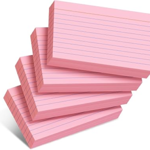 Pink Index Cards 3×5 Inch – 200 Count, Ruled Index Flash Cards for Studying, 180GSM Pink Note Cards 3×5 Lined Index Cards, Flashcards 3 x 5 Notecards Lined College Ruled Study Card for Office