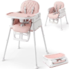 High Chair for Babies and Toddlers, 3-in-1 Convertible Baby High Chair, Built-in Leg Storage, Compact Pack-Away Design, Baby Eating Feeding Chair, Silla De Comer para Bebe, Pink