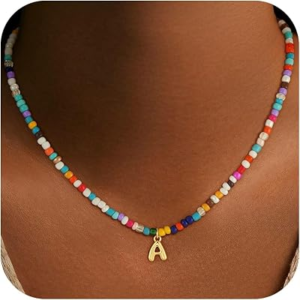 TREASURE BENDER Colorful Initial Necklace for Girls