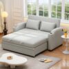 61.6" Pull Out Sofa Bed Convertible Loveseat with USB Ports, White+Gray