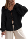 UNCLECAT Womens Bow Tie Front Cardigan Sweaters