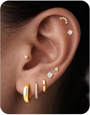 Gold Stud Hoop Earrings