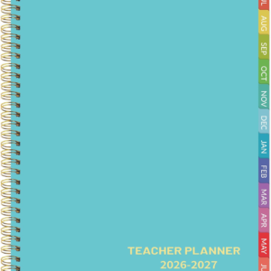 2026-2027 Teacher Planner Weekly and Monthly Teacher Planner 2026-2027 Academic Year, July 2026 – June 2027, 8.7″ x 10.8″, Lesson Planner Book with Twin-Wire Binding & Tabs for Teachers – Blue