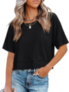 UNCLECAT Womens Short Sleeve Cropped T Shirts