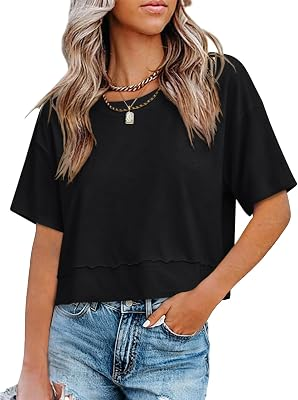 UNCLECAT Womens Short Sleeve Cropped T Shirts