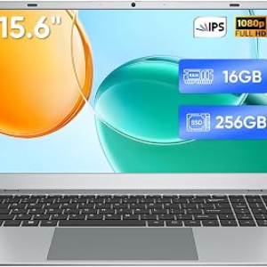 2026 Lightweight15.6” Laptop 16GB RAM 256GB SSD for Work School Home,Silver | Intel 6500Y(Beats N5095 up to 3.4GHz), 15.6 Inch 1080P IPS Display, WiFi 5,Bluetooth 5.2