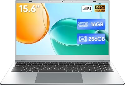2026 Lightweight15.6” Laptop 16GB RAM 256GB SSD for Work School Home,Silver | Intel 6500Y(Beats N5095 up to 3.4GHz), 15.6 Inch 1080P IPS Display, WiFi 5,Bluetooth 5.2