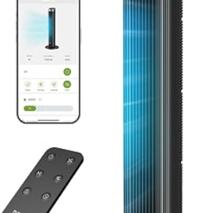 Tower Fan for Bedroom, 23dB, 90°oscillating, Smart Control, Black | 4 Modes 4 Speeds up to 25ft/s that Blow Cold Air, APP/Voice/Remote/Touch Control, LED display, 12H Timer, Quiet Fan for Home