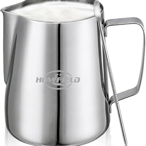 12oz Stainless Steel Milk Frothing Pitcher with Precision Spout and Measurement Markings for Espresso and Cappuccino, Silver