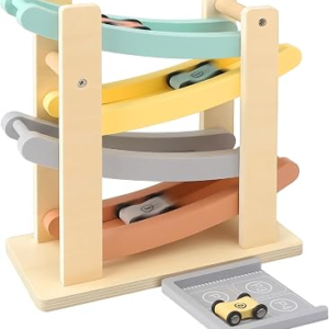 Joyreal Montessori Toddler Toys for 1+ Year Old Boys Girls Wooden Car Ramp