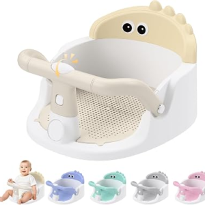 Baby Bath Seat for Babies 6 Months & Up Sitting Up | 360° Stable Toddler Bath Chair with One-Touch Button | Baby Bath Tub Seat with Suction Cups | Open Design, Compact, Detachable, Non-Slip(Yellow)